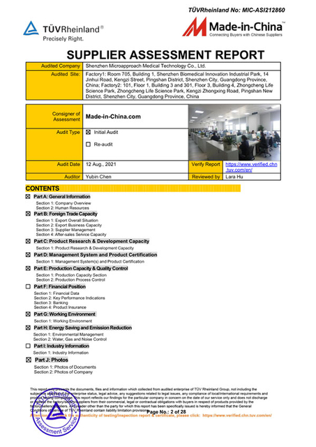 Certificado de evaluación de proveedores in situ por TUV1